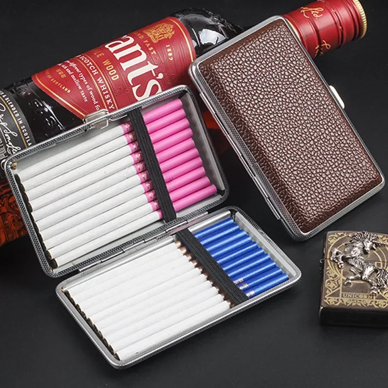 Fine Cigarette Case Leather Slim Portable Storage Box Anti-crush Moisture-resistant Cigarette Accessories