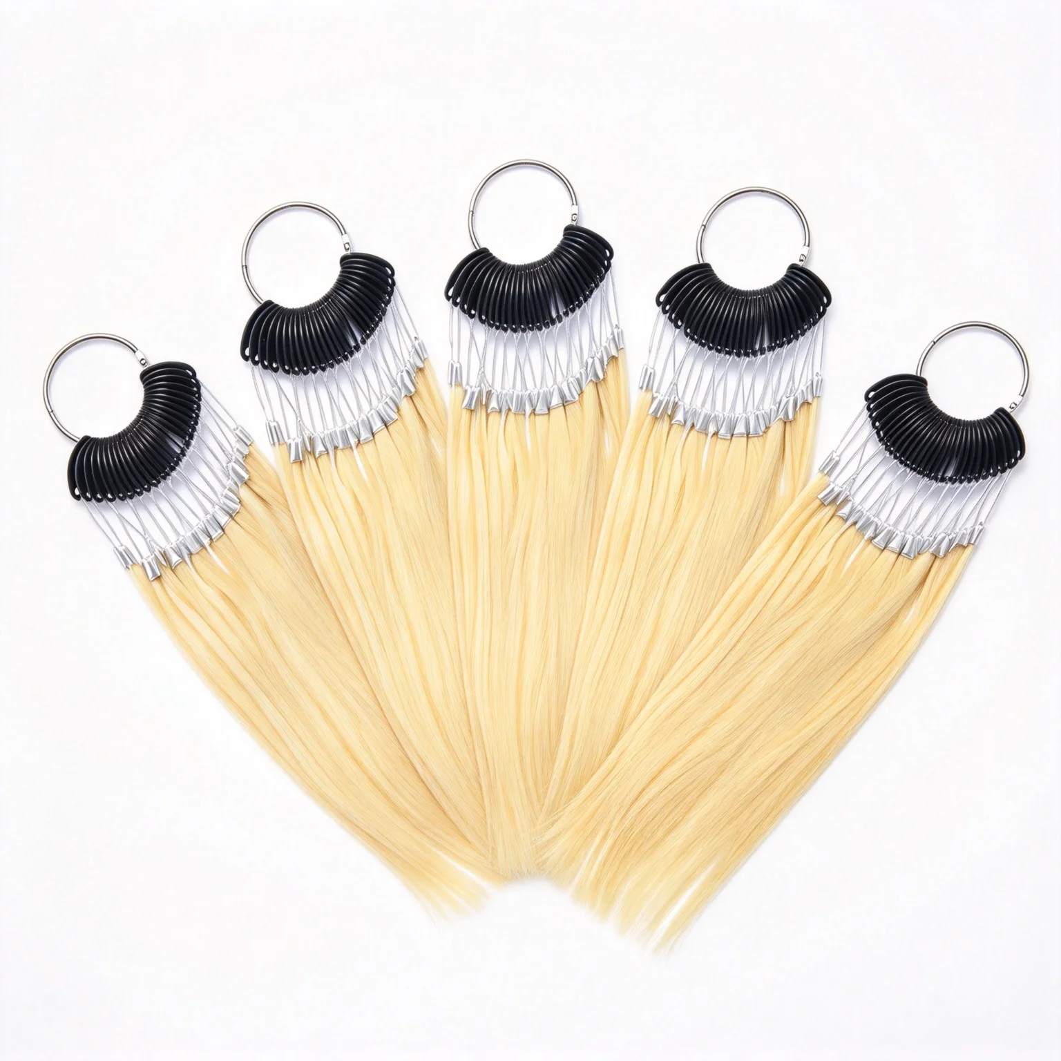 5 set 100% Human Blonde Hair Color Ring  for Human Hair Extensions and Salon Hair Dyeing Sample Used Dye and Color