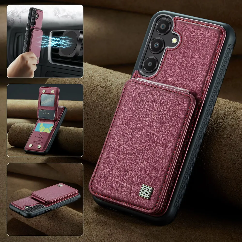 حافظة هاتف جلدية لهاتف سامسونج جالاكسي S25 Ultra S24 S23 FE S22 S21 Plus A54 A34 A15 A35 A55 A16 5G مع غطاء حامل البطاقة
