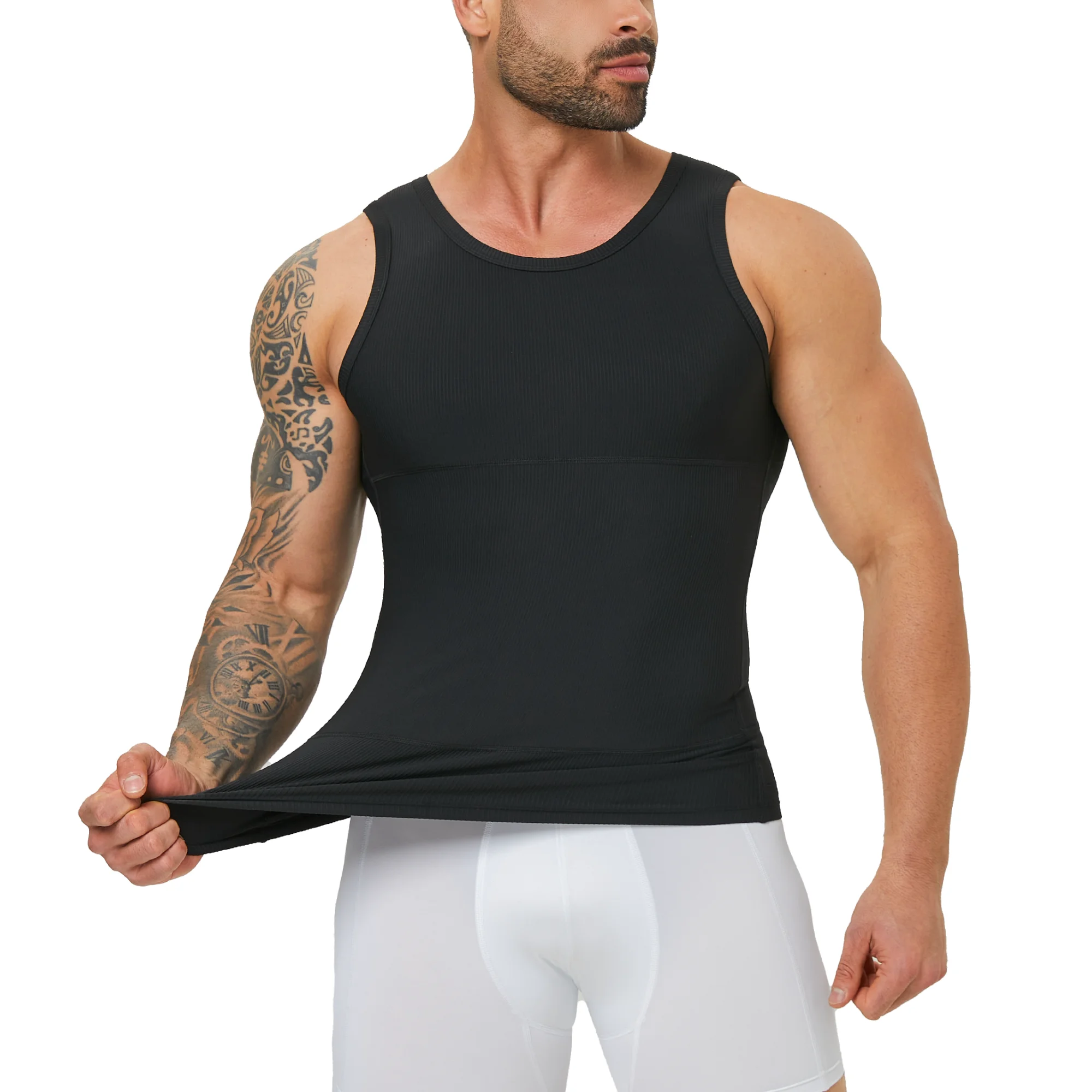 

Men's Ribbed Compression Tank Top Tummy Control Shapewear Slim Fit Breathable Base Layer for Fitness Casual Daily