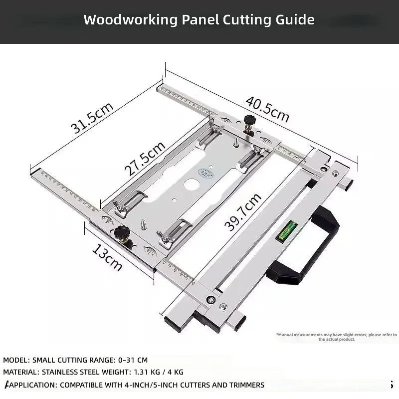 Precise Adjustable Circular Saw Edge Cutting Jig Guide Locator, Woodworking Positioning Frame for 4‑5 Inch Saw Cutter Carpentry