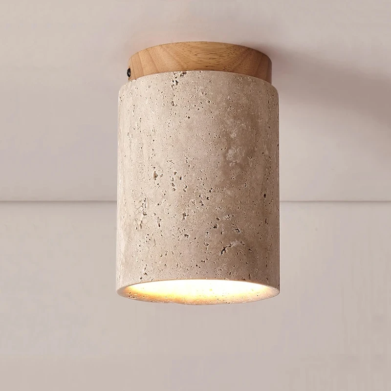 Wabi Sabi-lámpara de techo Led, luz descendente montada en superficie, luz de madera de piedra redonda, 110V, 220V, para sala de estar, pasillo,