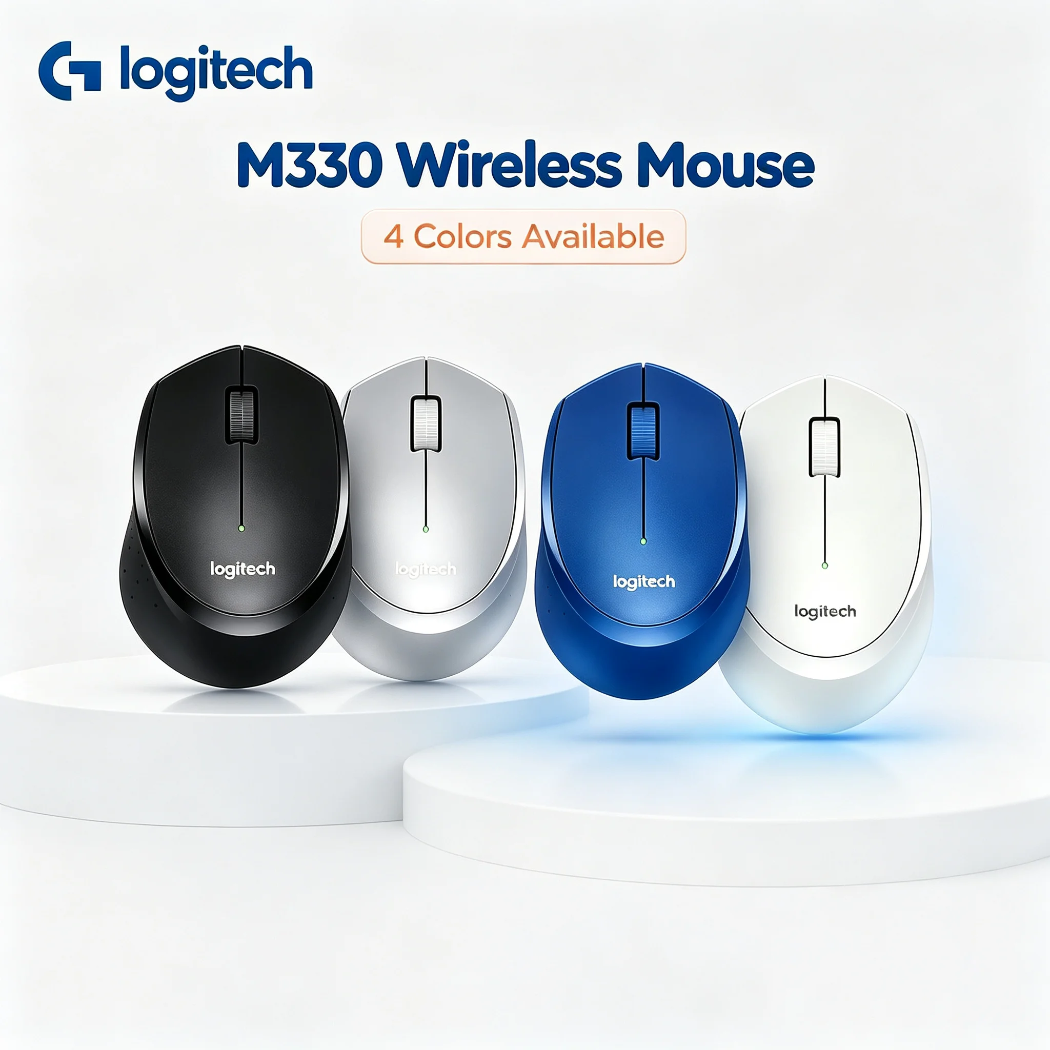 Logitech M330 Silent Click Ergonomic 2.4G Wireless Mouse, Low Noise Design, Multi-system Support, Portable Mice for PC Laptop
