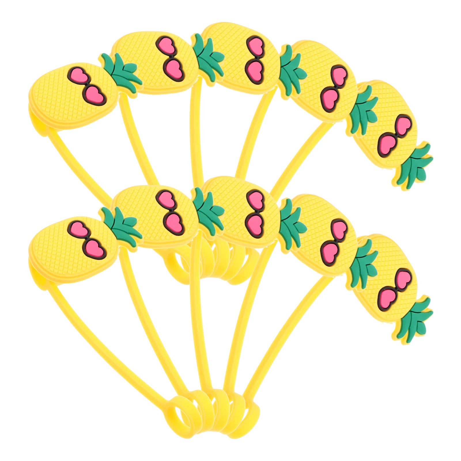 

10 Pcs Pineapple Drinking Straw Covers Cute Decorative Reusable Straws Stopper Splash Proof Soft PVC Lids Straw Tips