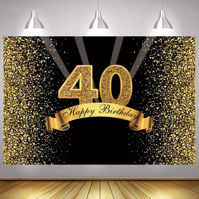 Rose Gold 40th Backdrop For Woman Man Happy Birthday Party 40 Years Old Crown Photography Background Lady Photocall Photo Banner