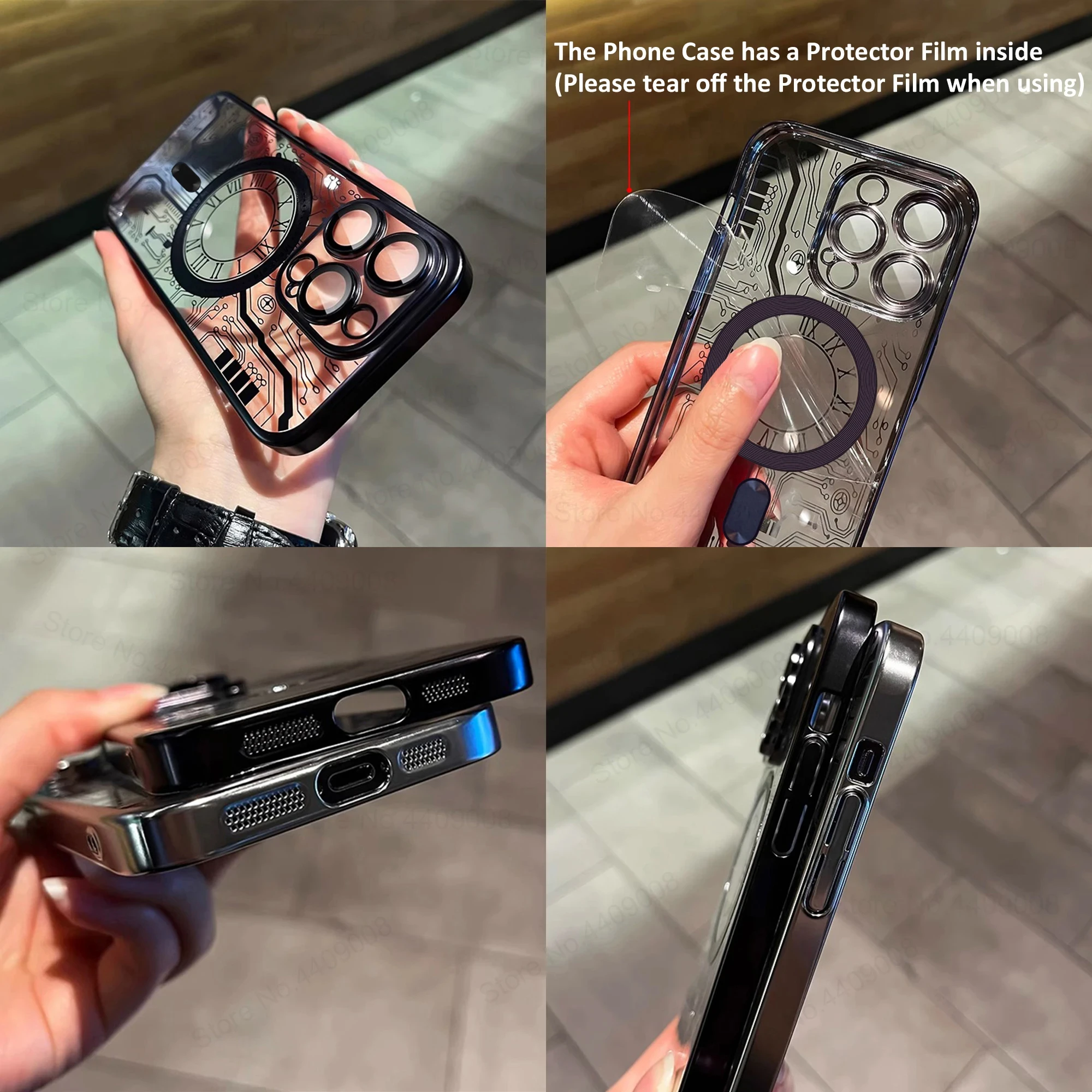 غطاء خلفي فاخر لهاتف For Magsafe الشفاف لهاتف For Apple iPhone 16 15 14 13 12 11 Pro Max 15 Plus للشحن اللاسلكي #2