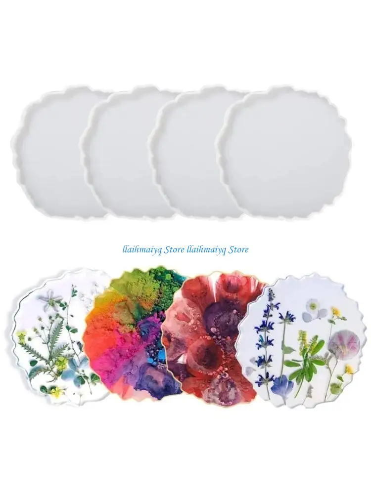 573B 4 Pcs Geometry Mug Pad Resin Casting Mold Silicone Jewelry Making Epoxy Mould Decorative DIY Arts Craft Cups Mats Mold