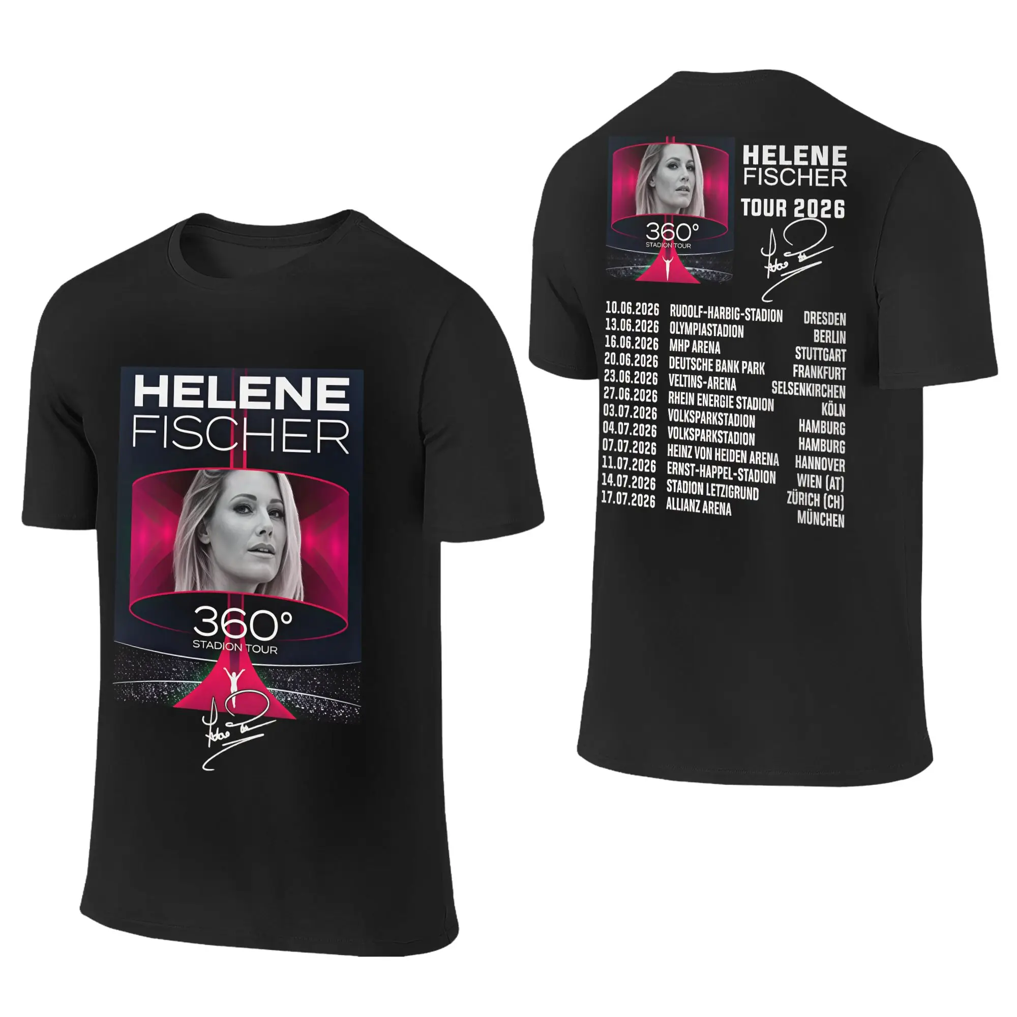 Helene Fischer Men's T Shirts 360° Stadium Tour 2026  Vintage Tee Shirt Short Sleeve Round Neck T-Shirts Cotton Classic Clothes