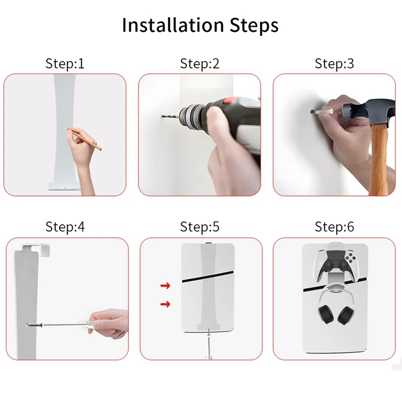 For PS5 Slim Console Wall Bracket Hanging Storage Bracket With Headphone Handle Storage Rack Storage Accessories