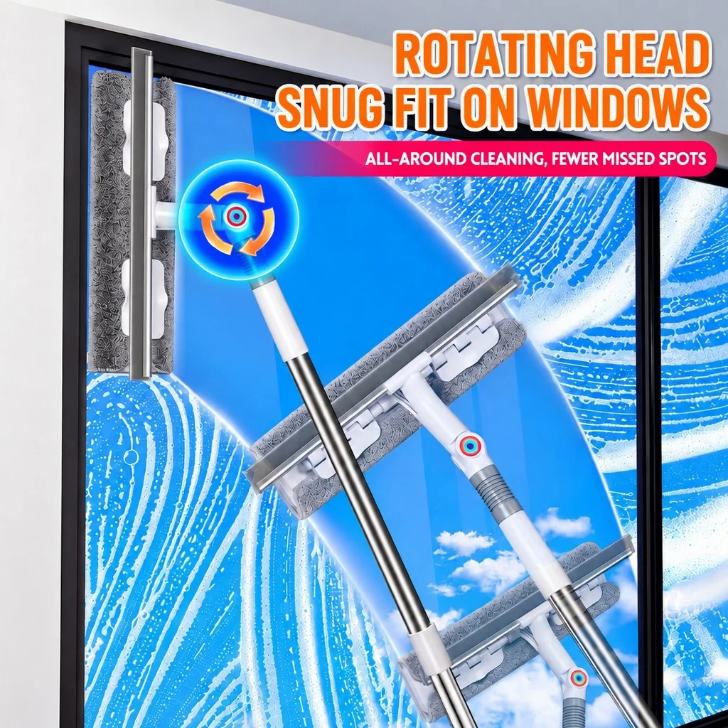 Fensterwischer 2-in-1 mit ausziehbarer Stange für hohe Fenster