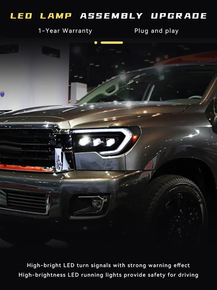 

Автомобильные фары для Toyota 2007-2013 Tundra Sequoia, обновленная передняя лампа, светодиодная фара DRL, анимация, внешний сигнал в сборе