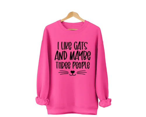 Polarshe I Like Cats And Maybe Three People, Meow Lovely Gift, Cute Cat / Sweatshirt