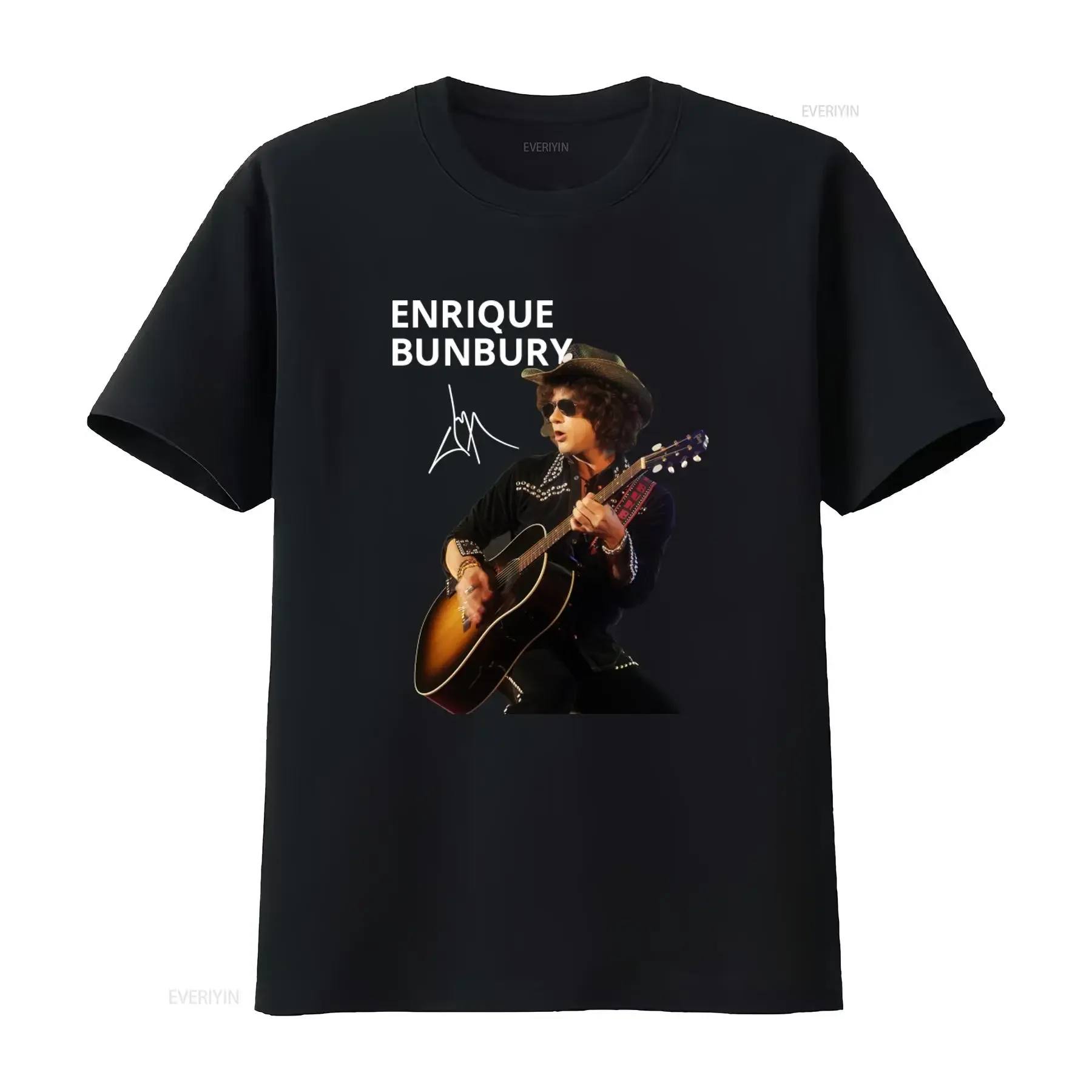 Camiseta rara de algodón para hombre 5XL de Enrique Bunbury Singer Guitarist, estilo vintage, lavada, transpirable, con gráfico, ropa informal de diseñador