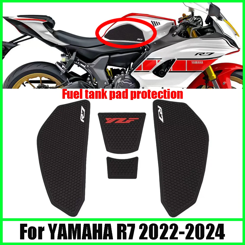 

Motorcycle Accessories For YAMAHA R7 2022-2024 Tank Pad Rubber Non-Slip Protector Sticker Side Traction Kneepad Decal Kit