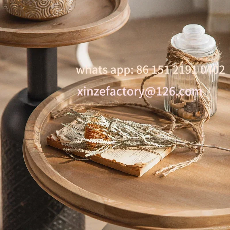 

Customizable Round Iron Coffee Table,Compact Sofa Side End Table for Living Room Balcony Bedroom,Vintage Industrial