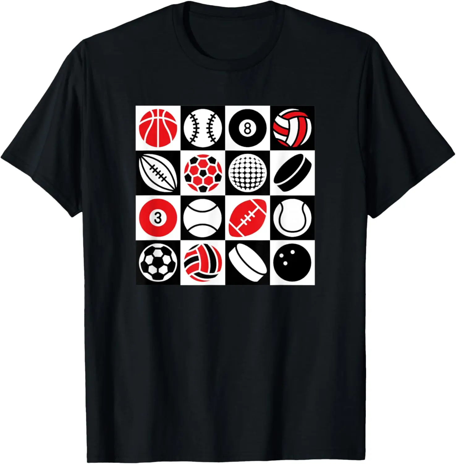 

Sports Game Ball Pop Art Checkerboard Design T-Shirt