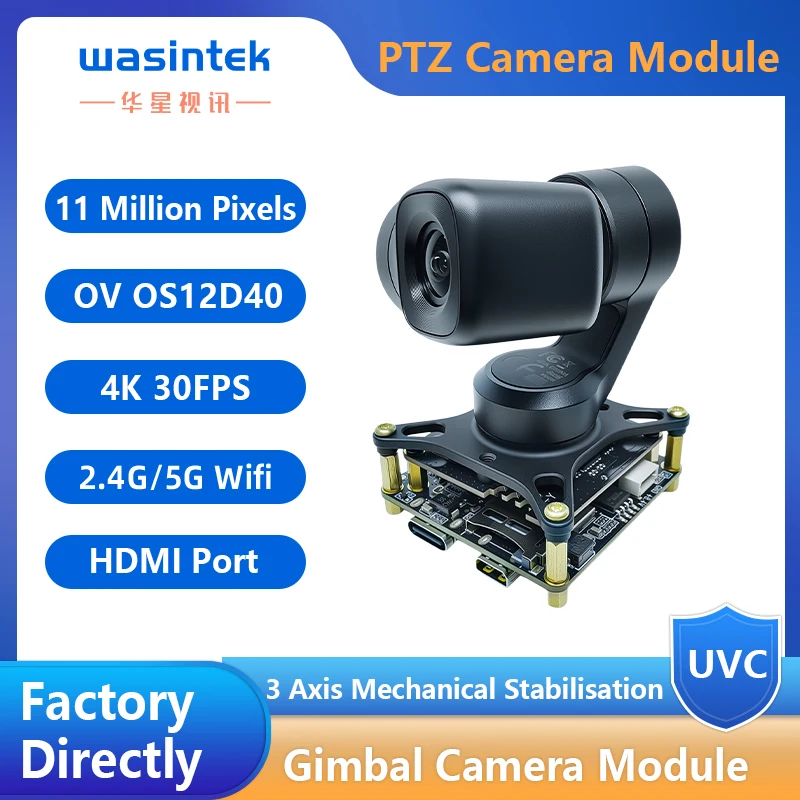 

Gimbal PTZ Camera Module WIFI Real-Time Transmission 4k Camera Module 3 Axis Mechanical Stabilisation 11MP Drone Camera Module