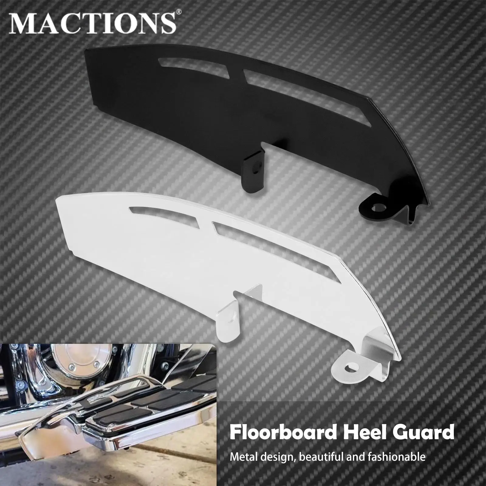 Motorcycle Driver Floorboard Footboard Heel Guard Black/Chrome For Harley Touring Road King Electra Glide Softail Switchback FLD