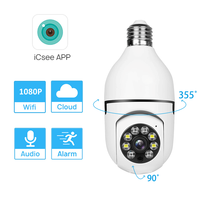 ICSEE APP E27 Socket Lamp Holder CCTV WiFi IP Camera PTZ Two Way Audio Home Security Bulb Camera 4MP/2MP