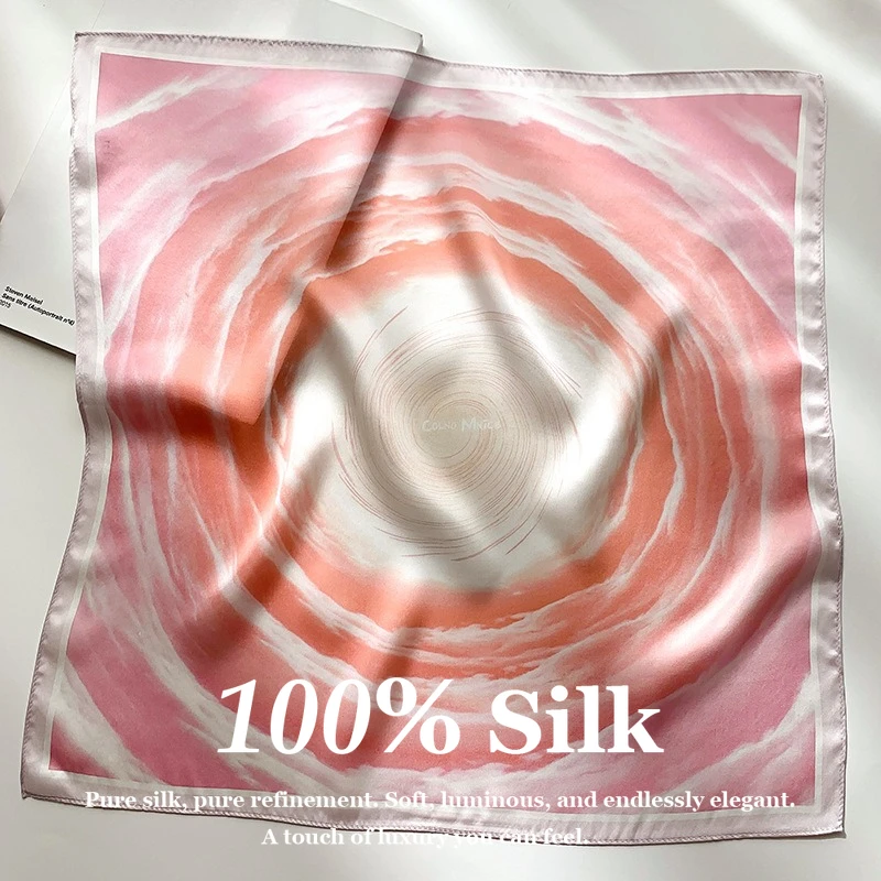 

Fashion 100% Real Silk Foulard Professional Style Bag Accessory Lightweight Luxury 53x53cm 2026 Trend Square Silk Scarf Headband