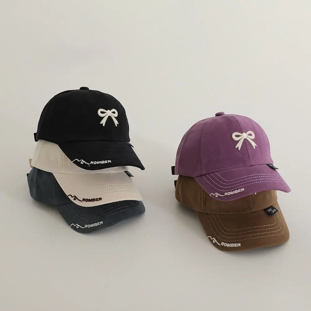 

Fashion Embroidered Bow Children Baseball Cap Breathable Sunscreen Baby Sun Hat Versatile Solid Color Peaked Caps For 1-4 Year