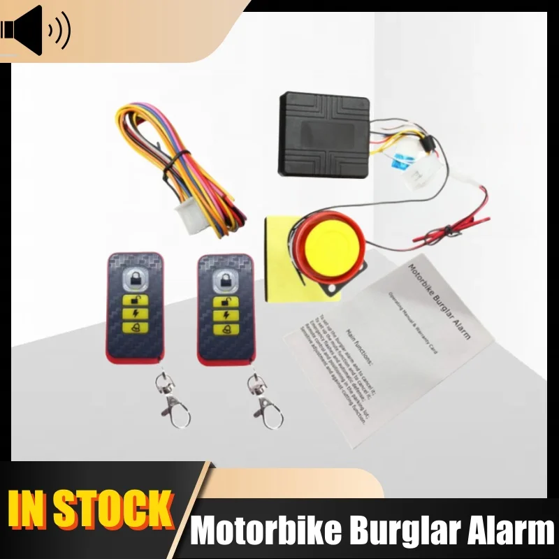 

12V Motorcycle Theft Protection Remote Activation Motorbike Burglar Alarm Accessories With Remote Control + 2 keys