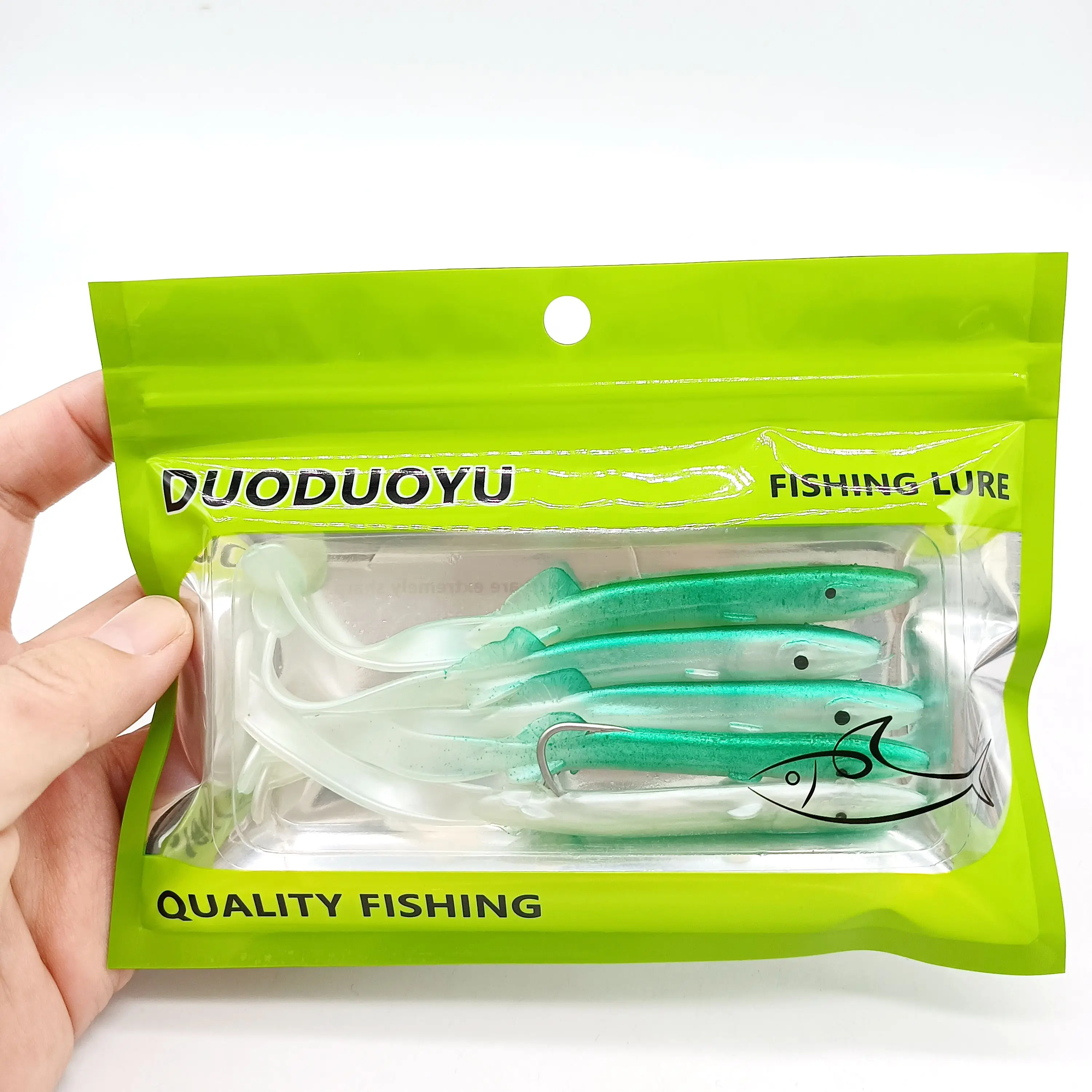 DUODUOYU 5PCS Aal Shad Angelköder 115mm/4g Weichköder mit scharfem Haken Set für Bass Fishing Rig Sinker Soft Bait Wobbler Pesca – Detail 3