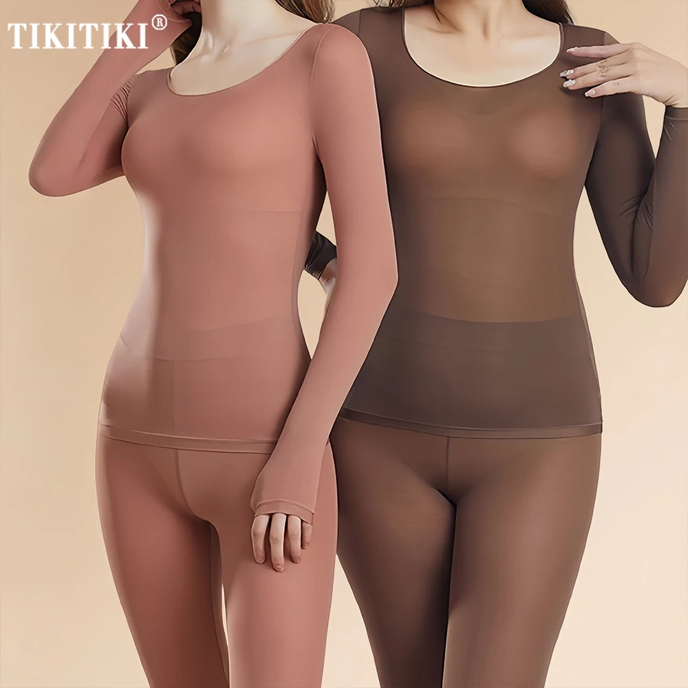 

Термобелье для женщин, ультратонкий базовый слой, комплект нижнего белья, зимняя одежда, пижамный комплект, теплые джинсы Suti