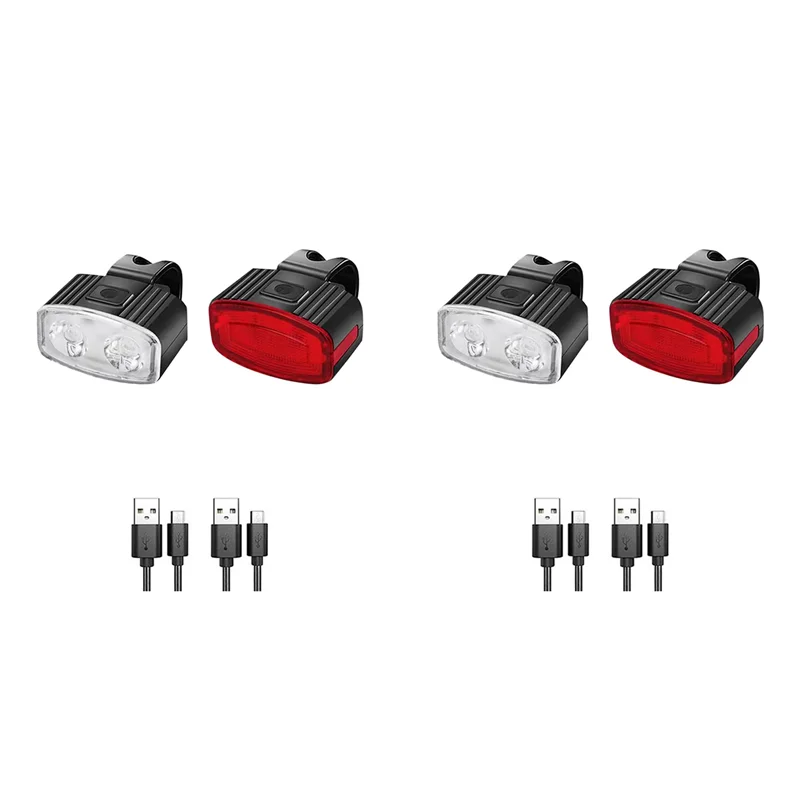 

ABKV-2X USB перезаряжаемый велосипедный фонарь, высокоинтенсивные светодиодные передние и задние велосипедные фонари, водонепроницаемый велосипедный фонарик