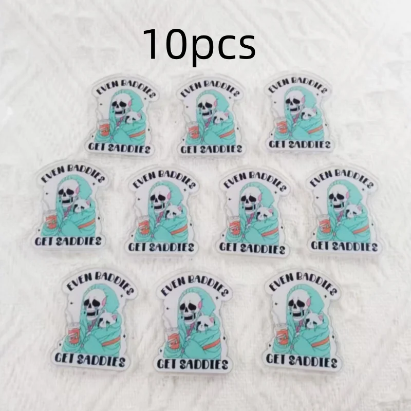 10pcs acrylic crying skull pendant, DIY jewelry making earrings necklace keychain accessories