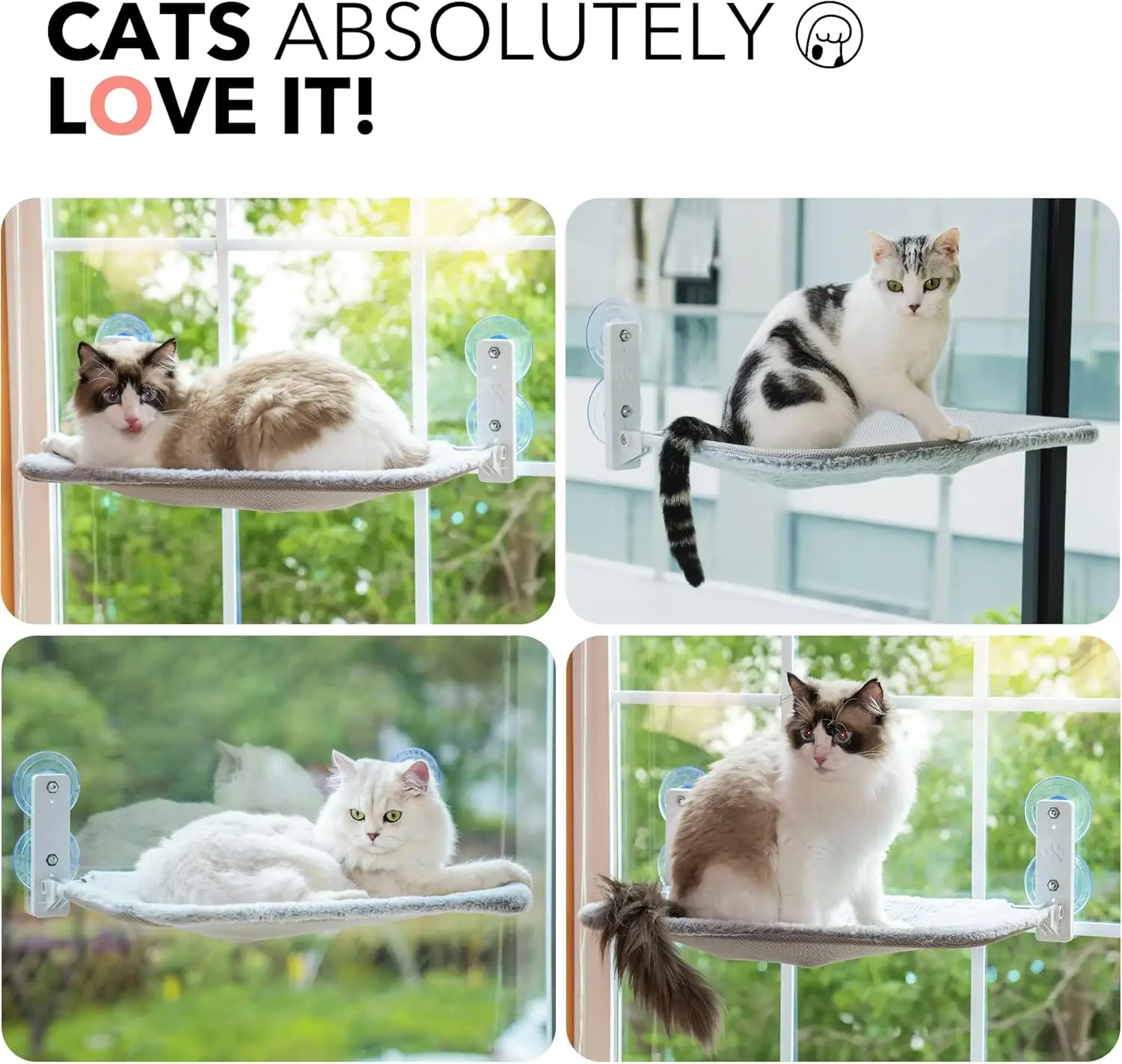 Mewoofun Katzen fenster Barsch faltbare Katzen hängematte für Fenster Grey Wende matte für Katzen