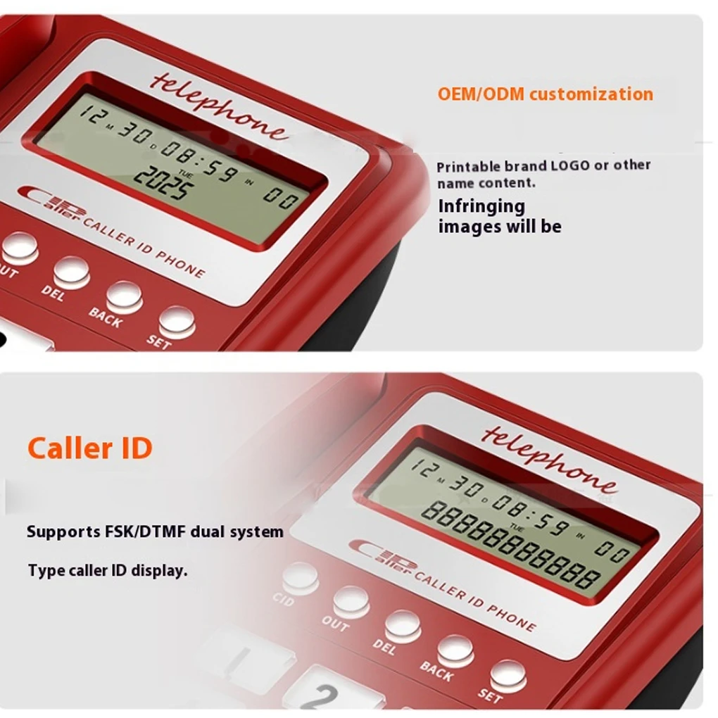 Digital Landline Phone Corded Telephone Wired Telephone for Home Hotel 8208 Corded Landline Caller ID Telephone Fixed Telephone