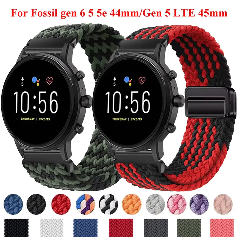 22 مللي متر حلقة مضفرة مغناطيسية ل الأحفوري GEN 6 5 5e 44 مللي متر/GEN 5 LTE 45 مللي متر الرياضة النايلون ل الأحفوري Gen 5 جوليانا غاريت كارلايل HR