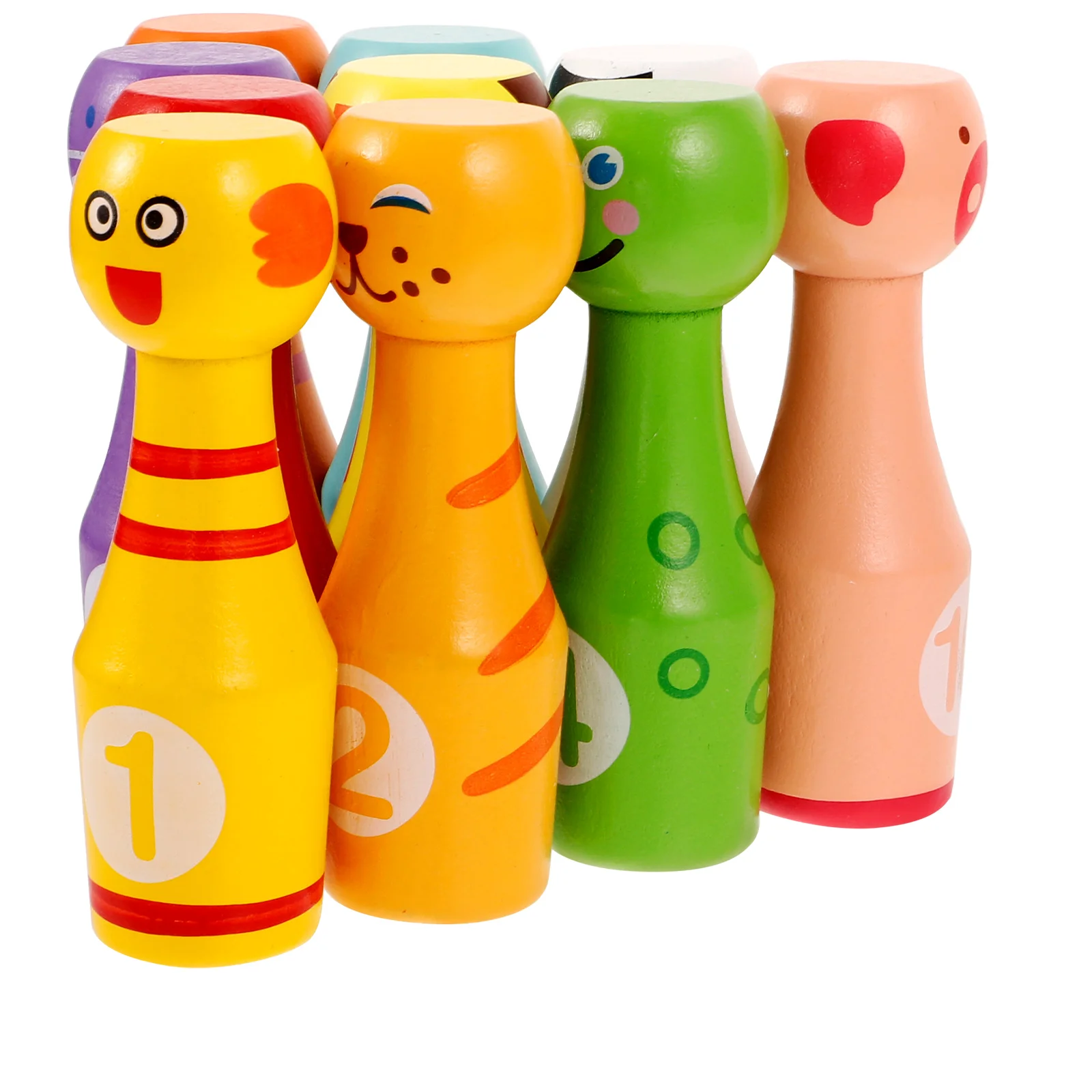 

Wooden Bowling Toy Kids Safe Materials Durable Texture Children Balls Colorful Fun Bowling Game
