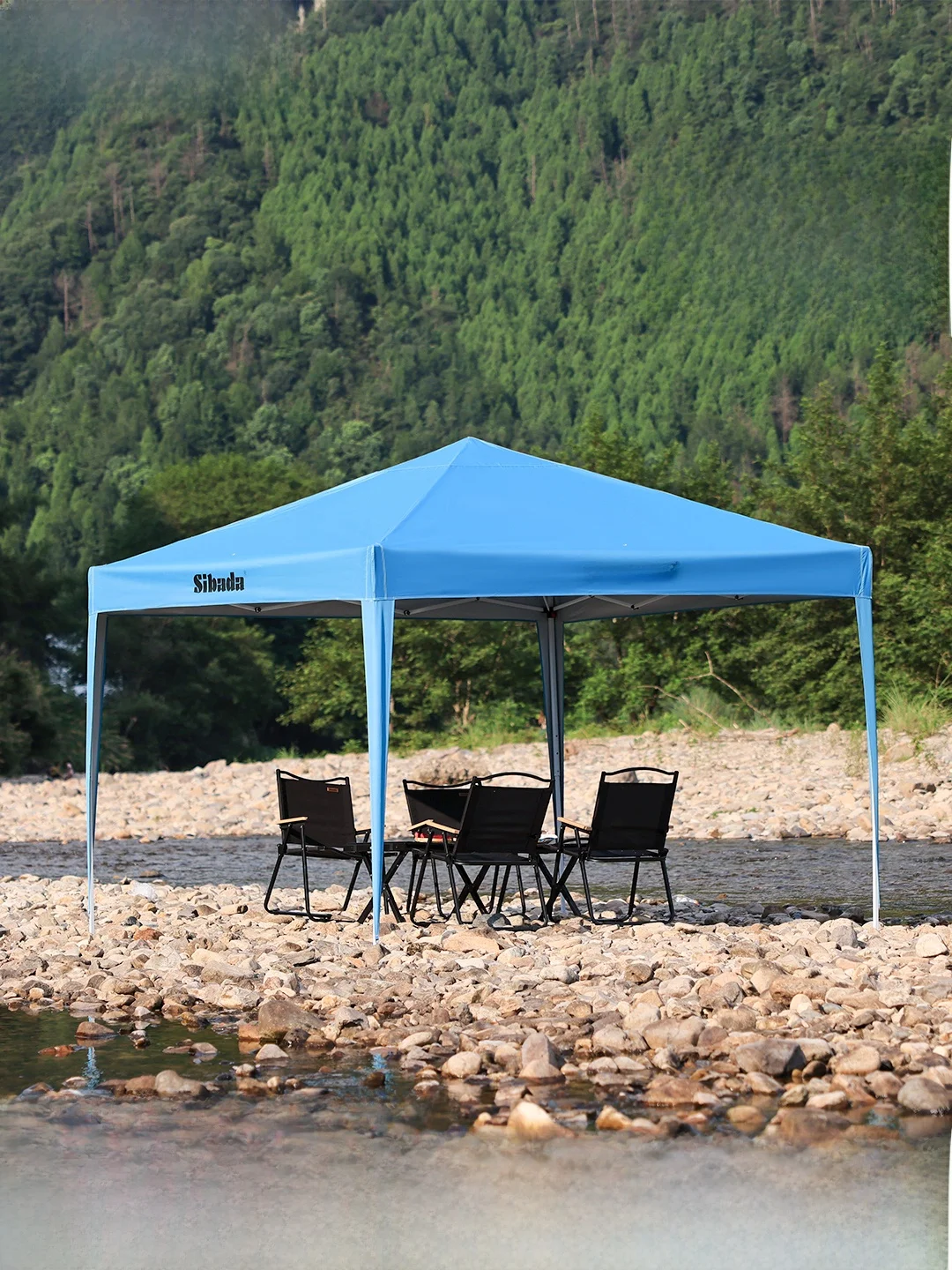 

SIBADA Outdoor Tent Rainproof Canopy Retractable Four Corners Foldable Outdoor Stall Tent Sunade elter Iron Frame