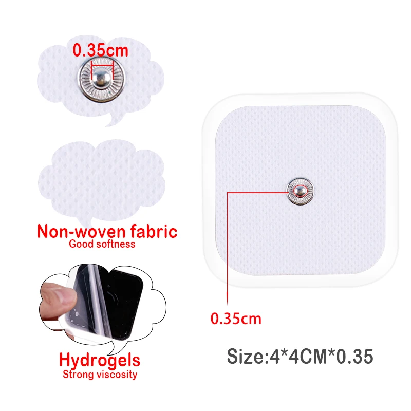 Patch de gel d'électrodes pour masseur de physiothérapie TENS Pulse, 100 pièces, tampons, amincissant, nerf, EMS, stimulateur musculaire, autocollants