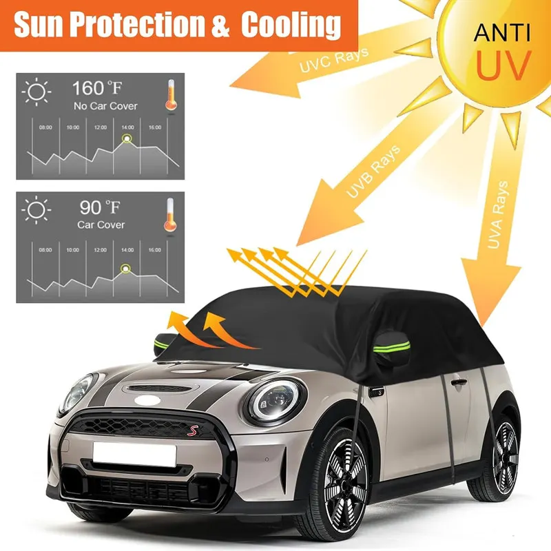 

Car Cover 210T Auto Half Body Cover Dust-proof Waterproof Anti-UV Roof Top Hood For BMW Mini R55 R56 R60 R61 F55 F56 2004-on