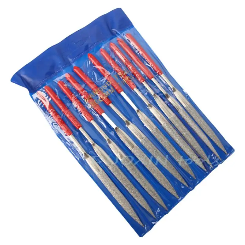 10Pcs 180x5mm Round Diamond Needle File 150 Grit for Metal Glass Stone