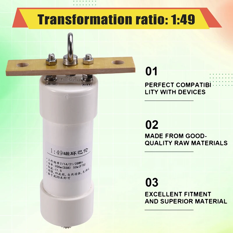 1:49 Balun 200W Impedance Transformer Shortwave Antenna HF Balun End-Fed SSB Antenna For Enhanced Signal Reception