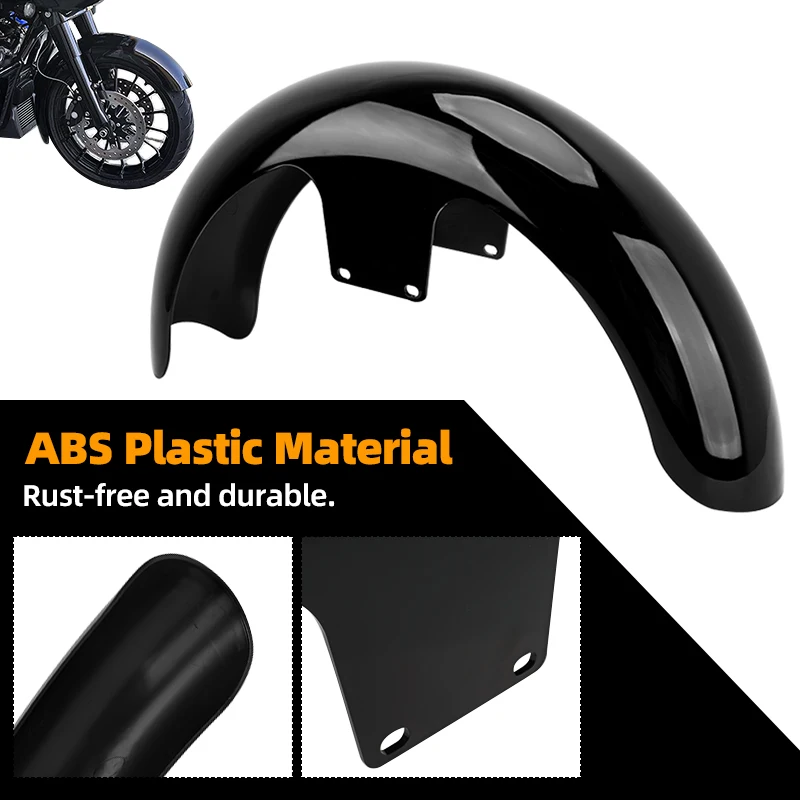 Akcesoria motocyklowe dla Harley Touring electro przemieszczanie się po ulicy Road King Ultra Custom Baggers czarne 19 "przedni błotnik na kółkach — zdjęcie 4