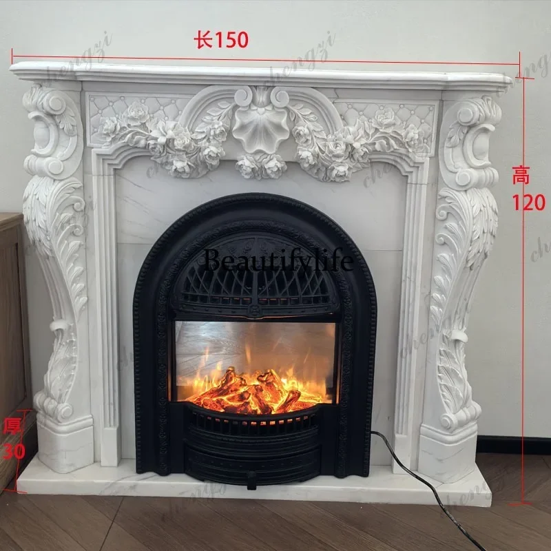 K153 Marble fireplace natural boutique stone hand-carved heating core ornamental fireplace