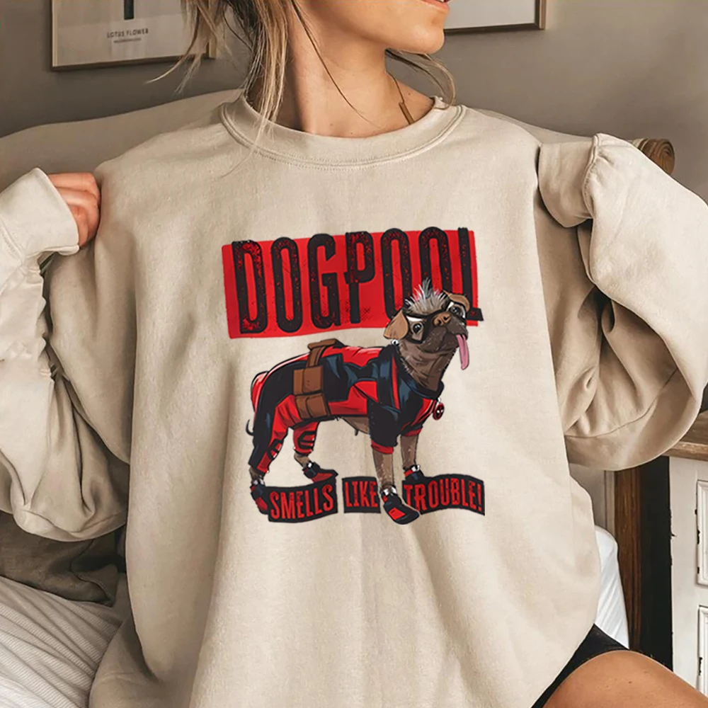 Dogpool Sweatshirt Funny Dog Superhero Shirt Dead Pool and Wolverine Hoodie Wade and Logan Jumper Dog Lover Crewneck Sweatshirts