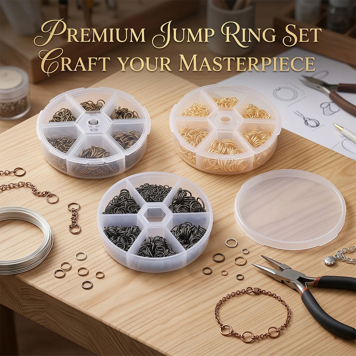 

Iron Alloy Jump Rings 4-10mm 880pcs Open Split Rings Kit with Organizer Box, 5 Colors for DIY Craft Jewelry Making Supplies