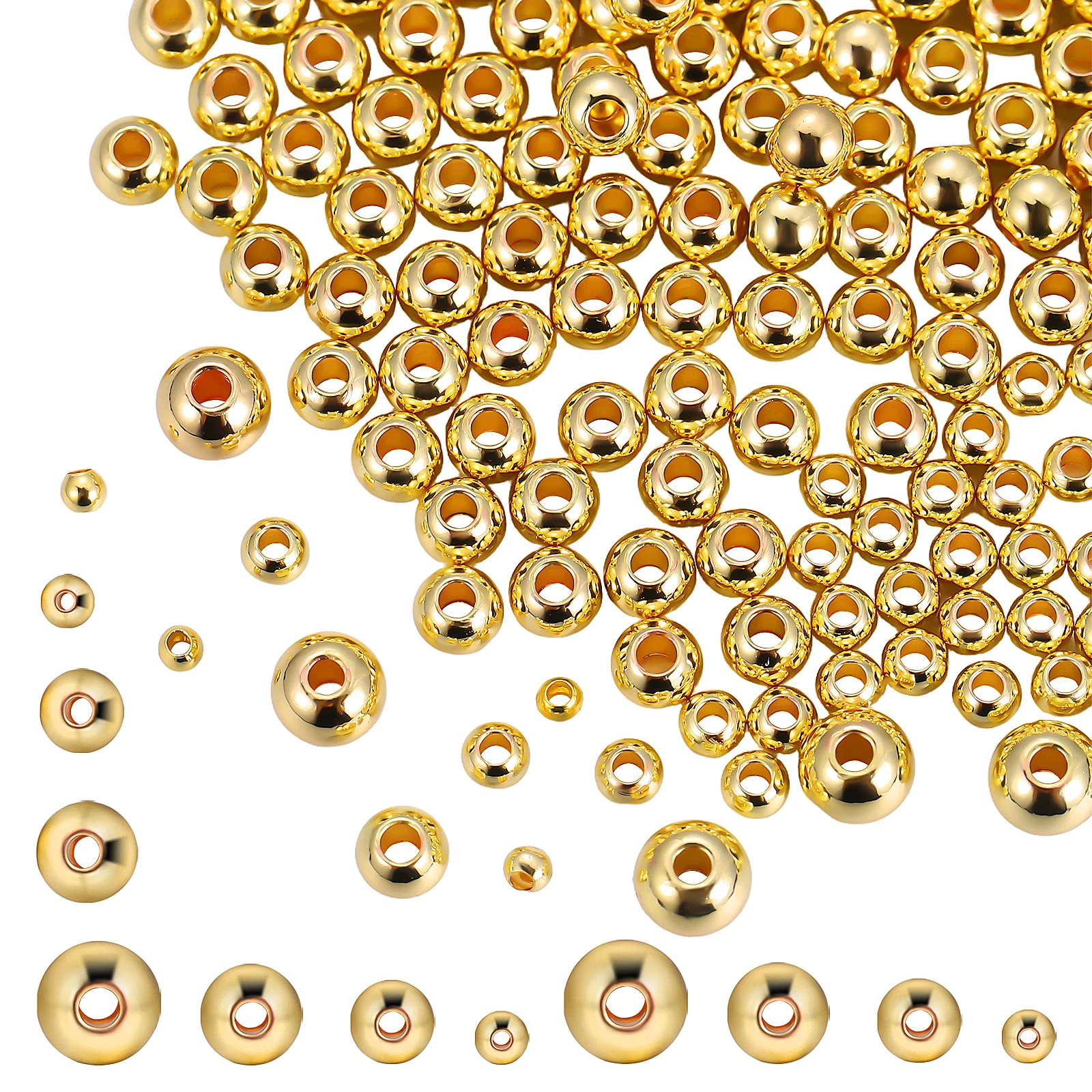 

400Pcs Color Retention Spacer Beads Round Small Loose Beads for Jewelry Making Bracelet Necklace Crafting DIY Kit