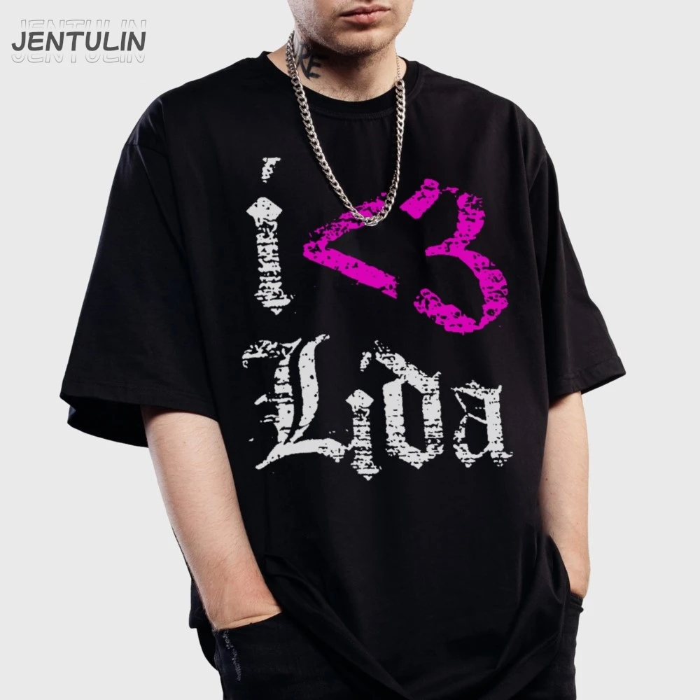 Harajuku Oversized Streetwear Men's Clothing LIDA Graphic Letter Print Tshirt Cotton Hip Hop Aesthetic Short Sleeve Top Goth Y2k