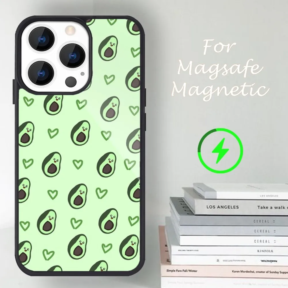 Cartoon Avocado Fruit Phone Case For iPhone 14 13 12 11 15 Pro Max Magsafe Magnetic