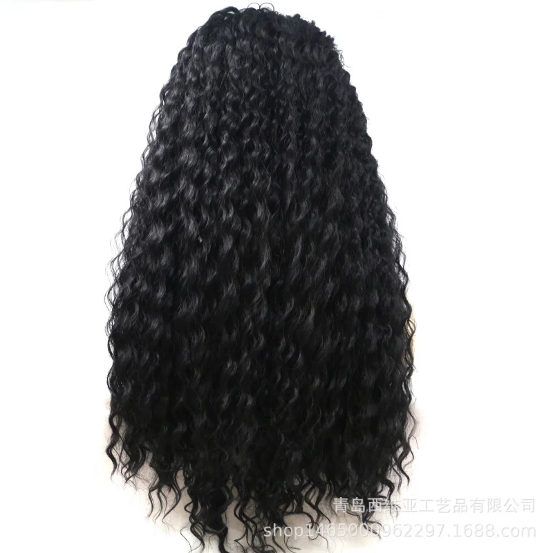 

Afro curly long hair, high-temperature fiber, natural color, lace front cosplay synthetic wig