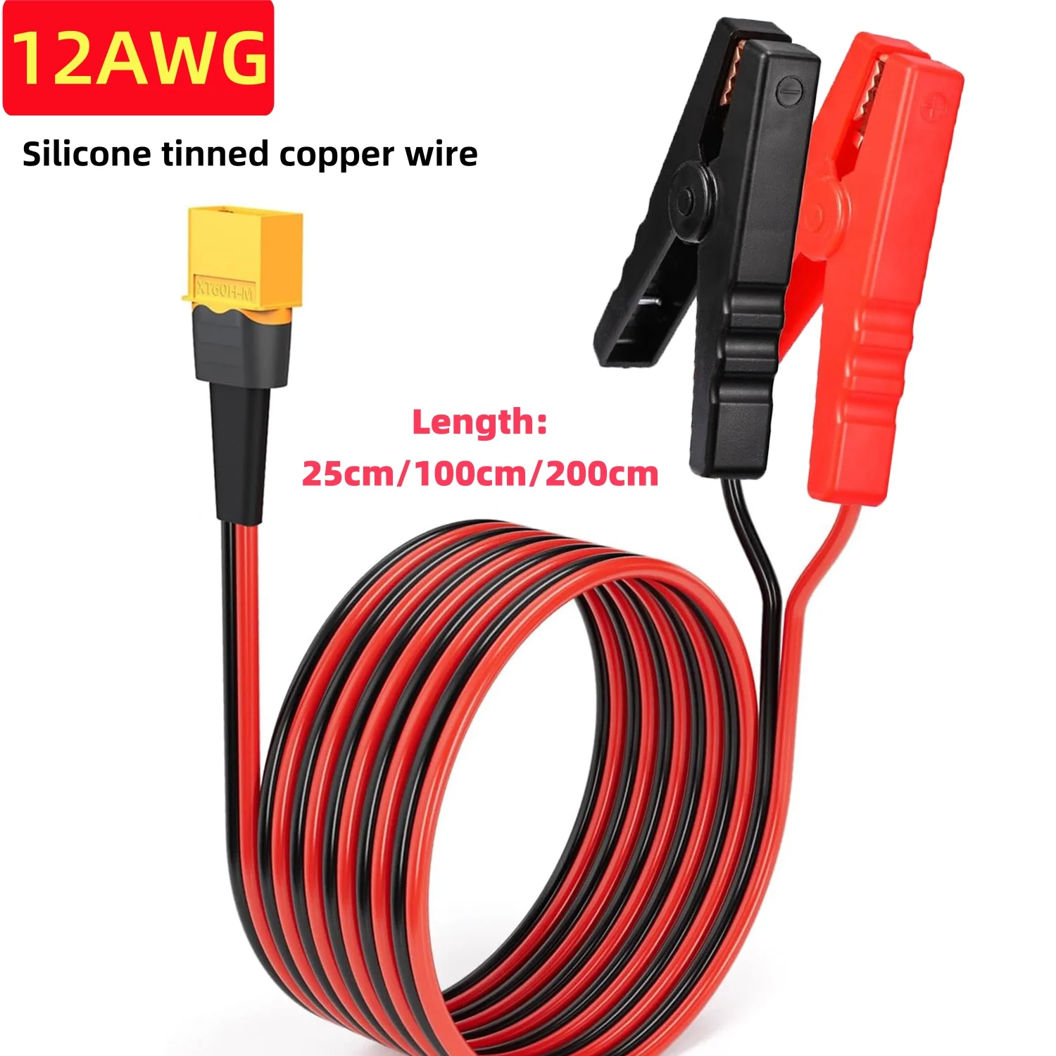 XT60 to Alligator Clips,12AWG XT60 Male Connector Quick Disconnect Cable Compatible for RC Battery Portable Power  Solar Panel