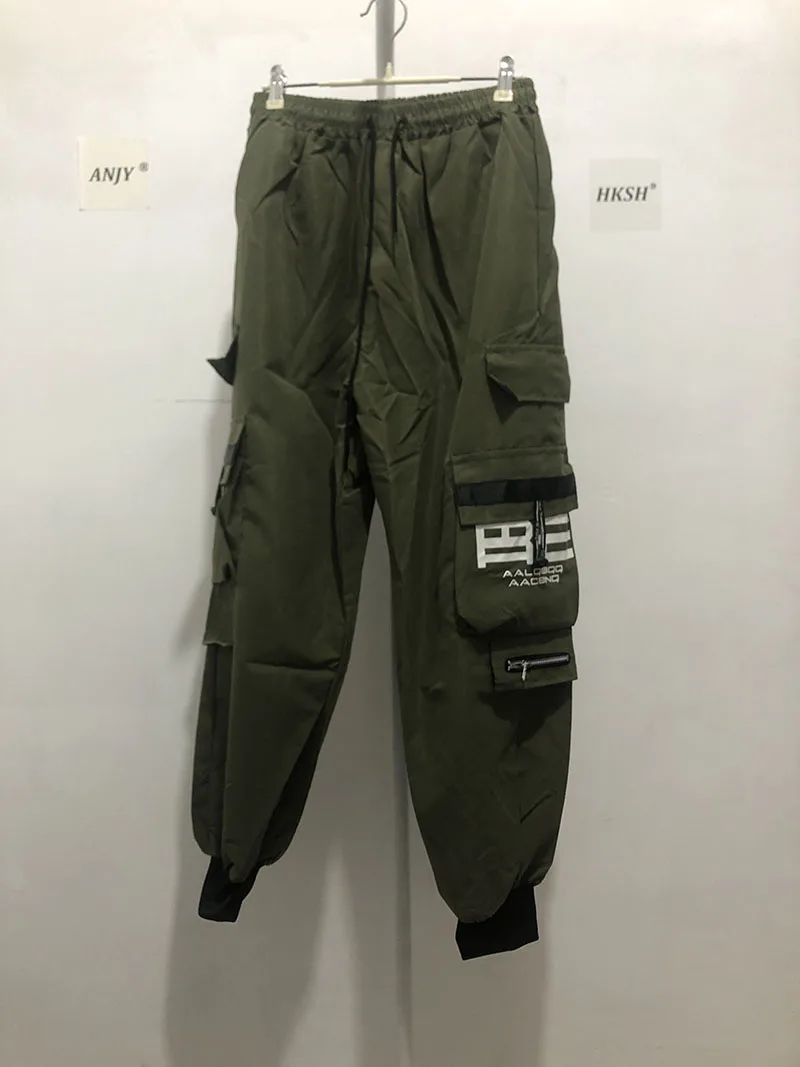 HKSH Women Tide Cargo Pants Casual Loose Trend American Pockets Safari Style Overalls High Street Foot Binding Hiking Ins HK3902