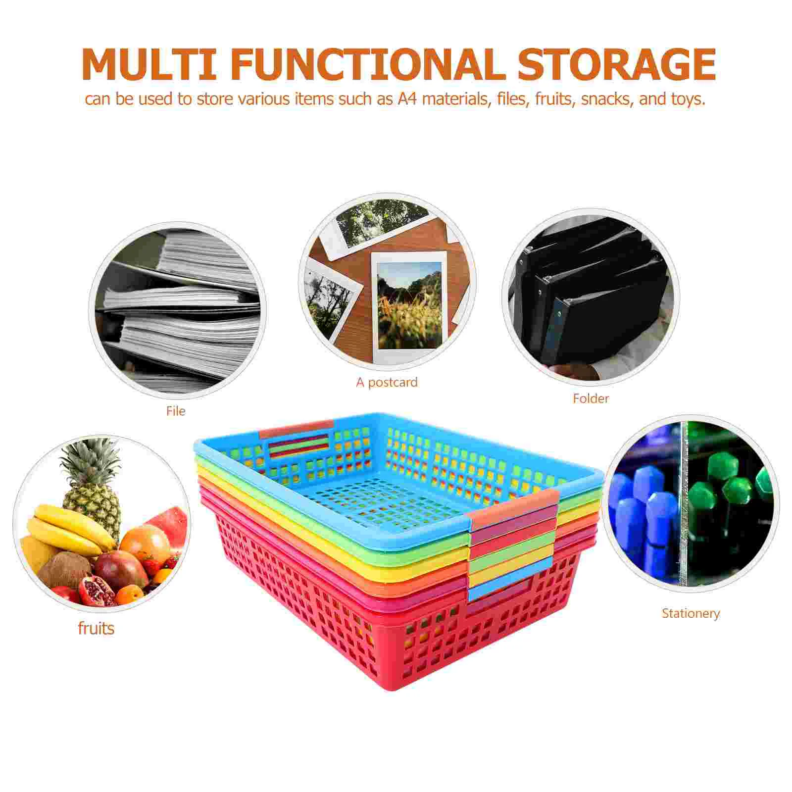 6 Pcs File Basket Storage Bins Paper for Classroom Hollow Desktop Organization and Toy Plastic Trays Turn Pp